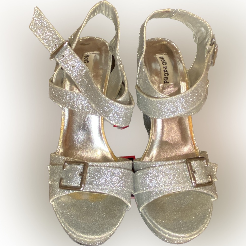Glitter Silver Wedge Heels
